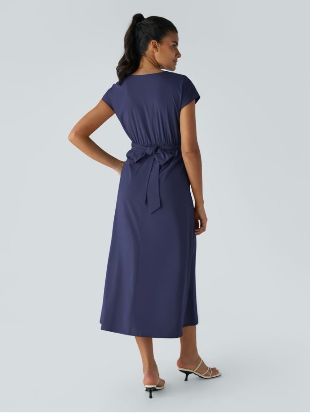 NWT Halara Breezeful V-Neck Navy Wrap-Style Midi Dress w/ Pockets Size XL - Picture 3 of 13